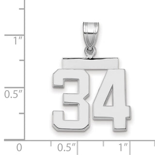 14k White Gold Medium Polished Number 34 Charm