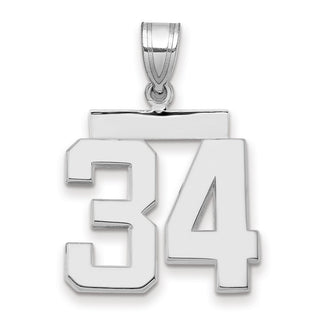 14k White Gold Medium Polished Number 34 Pendant