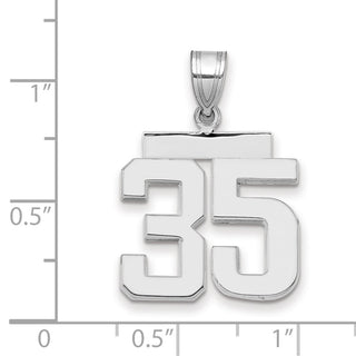 14k White Gold Medium Polished Number 35 Pendant