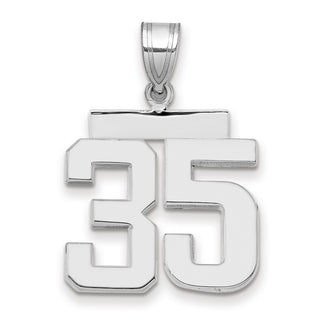 14k White Gold Medium Polished Number 35 Pendant