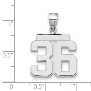 14k White Gold Medium Polished Number 36 Pendant