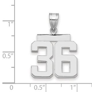 14k White Gold Medium Polished Number 36 Charm