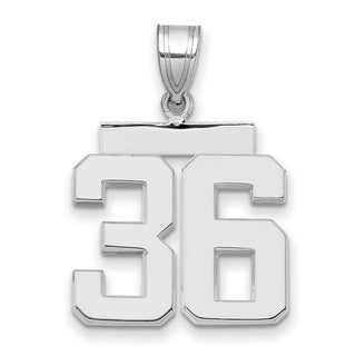 14k White Gold Medium Polished Number 36 Pendant