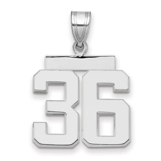 14k White Gold Medium Polished Number 36 Charm