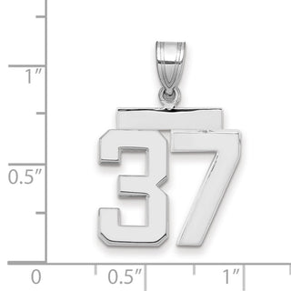 14k White Gold Medium Polished Number 37 Pendant