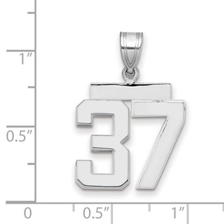 14k White Gold Medium Polished Number 37 Pendant