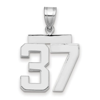 14k White Gold Medium Polished Number 37 Pendant