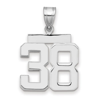 14k White Gold Medium Polished Number 38 Pendant