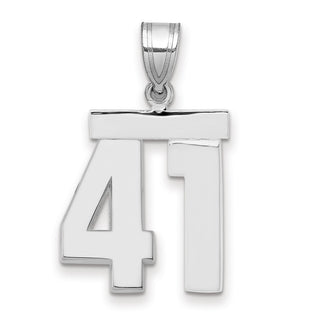 14k White Gold Medium Polished Number 41 Pendant
