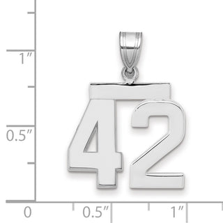 14k White Gold Medium Polished Number 42 Pendant