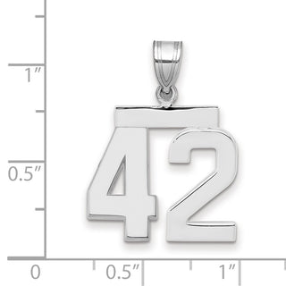 14k White Gold Medium Polished Number 42 Pendant