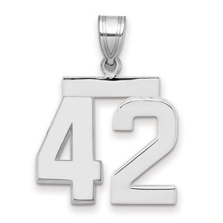 14k White Gold Medium Polished Number 42 Pendant