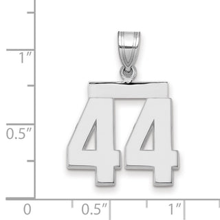 14k White Gold Medium Polished Number 44 Pendant