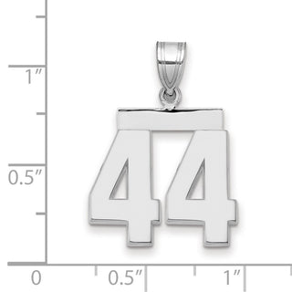 14k White Gold Medium Polished Number 44 Charm