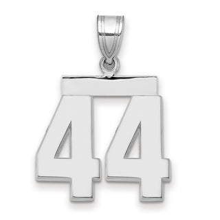 14k White Gold Medium Polished Number 44 Charm