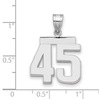 14k White Gold Medium Polished Number 45 Pendant