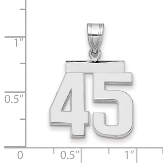 14k White Gold Medium Polished Number 45 Charm