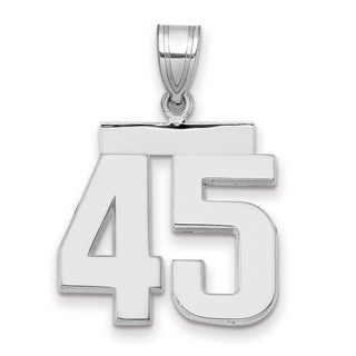14k White Gold Medium Polished Number 45 Pendant
