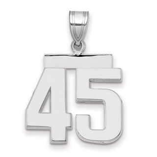 14k White Gold Medium Polished Number 45 Charm