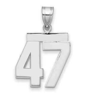 14k White Gold Medium Polished Number 47 Pendant