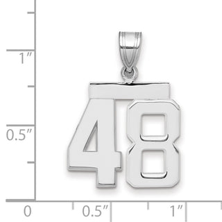 14k White Gold Medium Polished Number 48 Pendant