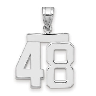 14k White Gold Medium Polished Number 48 Pendant