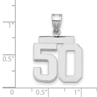 14k White Gold Medium Polished Number 50 Pendant