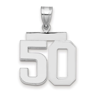 14k White Gold Medium Polished Number 50 Pendant