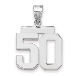 14k White Gold Medium Polished Number 50 Charm