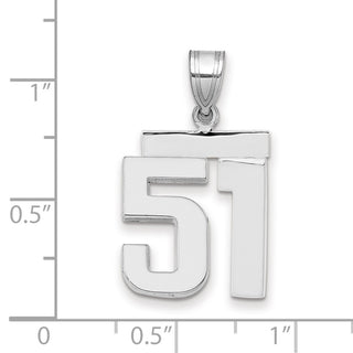 14k White Gold Medium Polished Number 51 Pendant