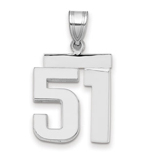 14k White Gold Medium Polished Number 51 Pendant