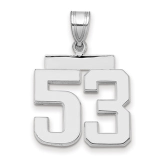 14k White Gold Medium Polished Number 53 Pendant