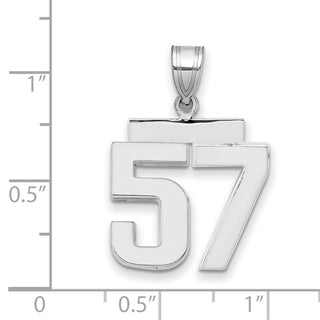 14k White Gold Medium Polished Number 57 Pendant