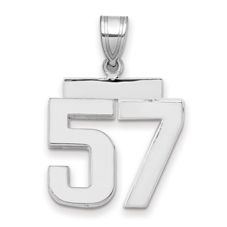14k White Gold Medium Polished Number 57 Pendant