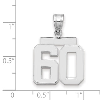 14k White Gold Medium Polished Number 60 Pendant
