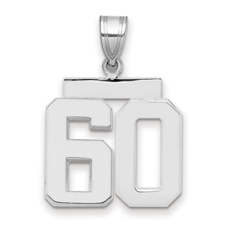 14k White Gold Medium Polished Number 60 Pendant