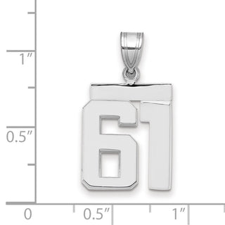 14k White Gold Medium Polished Number 61 Pendant