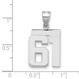 14k White Gold Medium Polished Number 61 Pendant