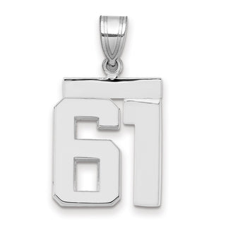 14k White Gold Medium Polished Number 61 Pendant