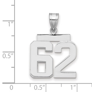 14k White Gold Medium Polished Number 62 Pendant