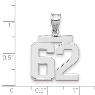 14k White Gold Medium Polished Number 62 Charm