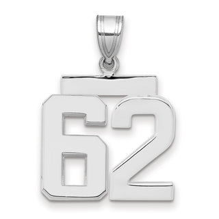 14k White Gold Medium Polished Number 62 Pendant