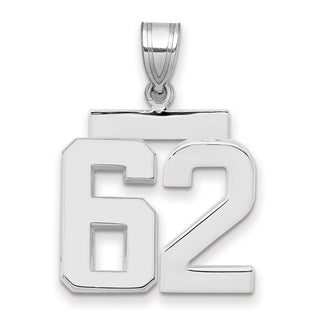 14k White Gold Medium Polished Number 62 Charm