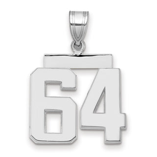 14k White Gold Medium Polished Number 64 Pendant