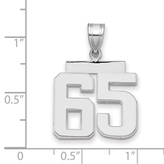 14k White Gold Medium Polished Number 65 Pendant