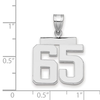 14k White Gold Medium Polished Number 65 Pendant