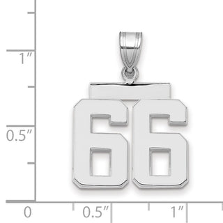 14k White Gold Medium Polished Number 66 Pendant
