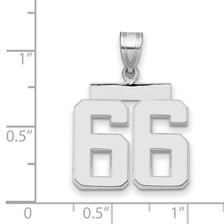 14k White Gold Medium Polished Number 66 Charm