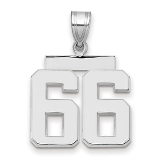 14k White Gold Medium Polished Number 66 Pendant