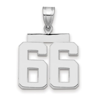 14k White Gold Medium Polished Number 66 Charm